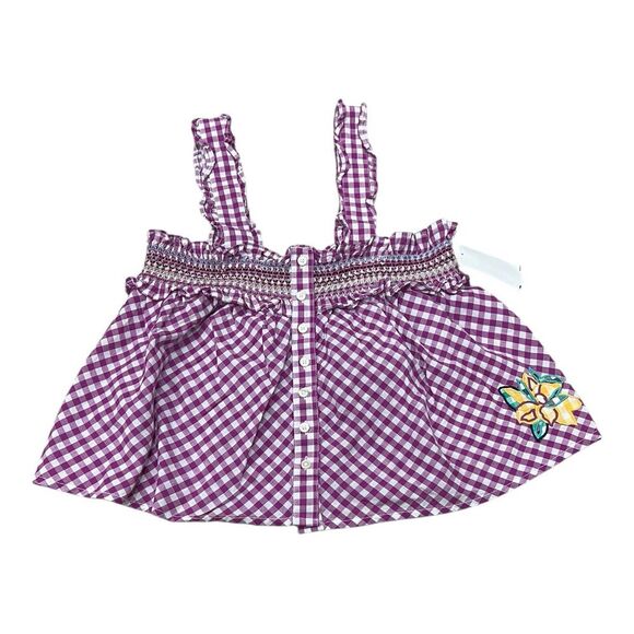French Connection Vivid Viola Adla Gingham Smock Top S - Picture 2 of 5